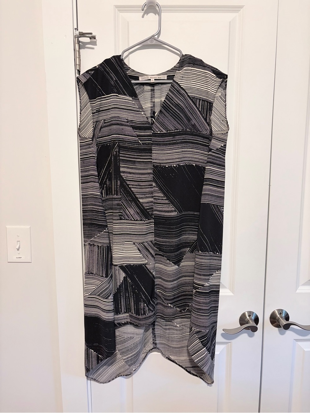 RACHEL Rachel Roy Black & White Geometric Assymmetrical Dress